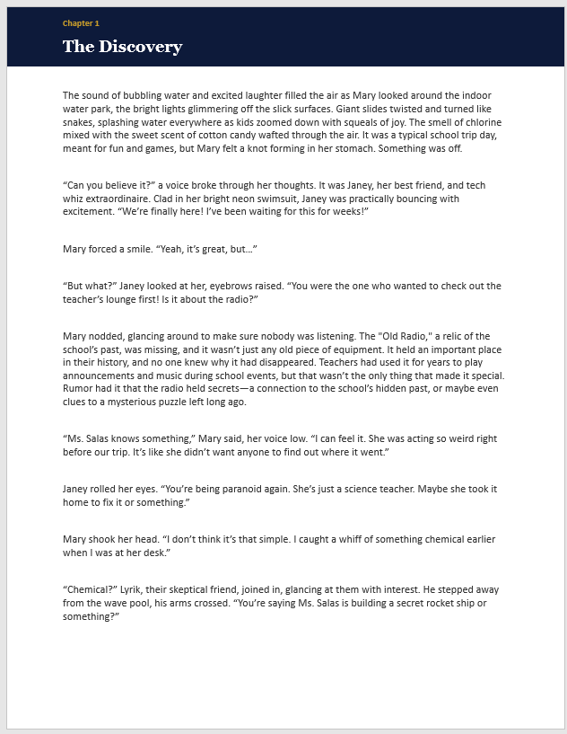 A spy story coming to life — kids running into an adventure from an open book
